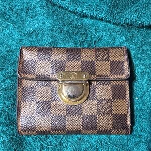 Louis Vuitton Brown Damier Wallet with Bright Pink Interior